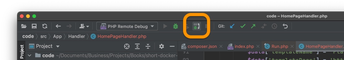 PhpStorm listening for PHP debug
connections